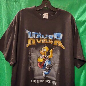 Homer Simpson XL Large Rock Hard Black AC/DC The Simpsons NEW. NEVER WORN.